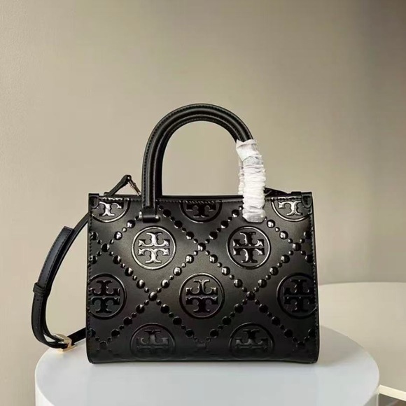 TORY BURCH T MONOGRAM Handheld Embossed Tote Bag - Picture 1 of 8